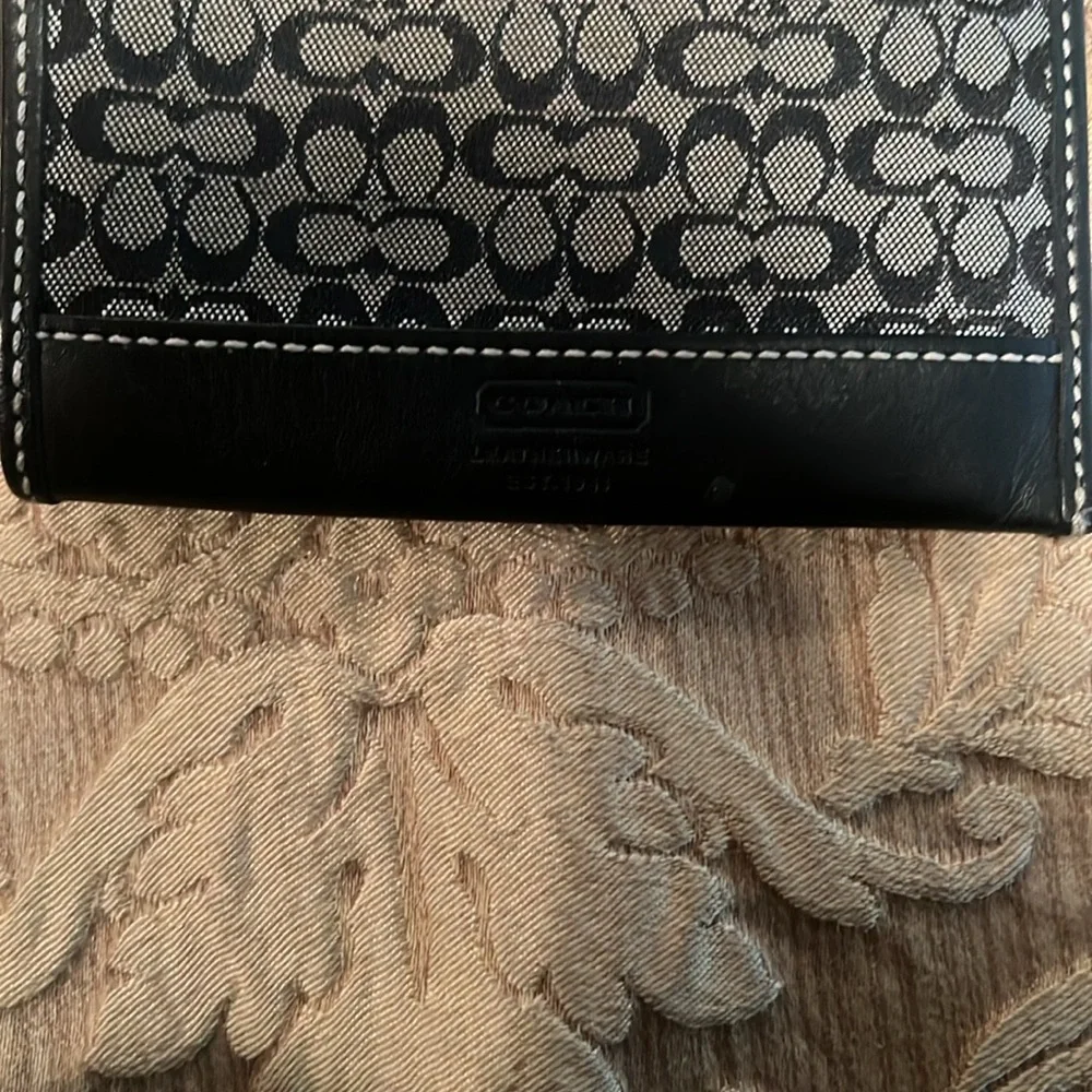 Coach Black Gray Signature wallet Jacquard Card ID Holder Key Chain host pick - Picture 9 of 15